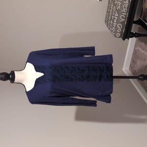 Pappagallo Deep Blue Top with Embroidery